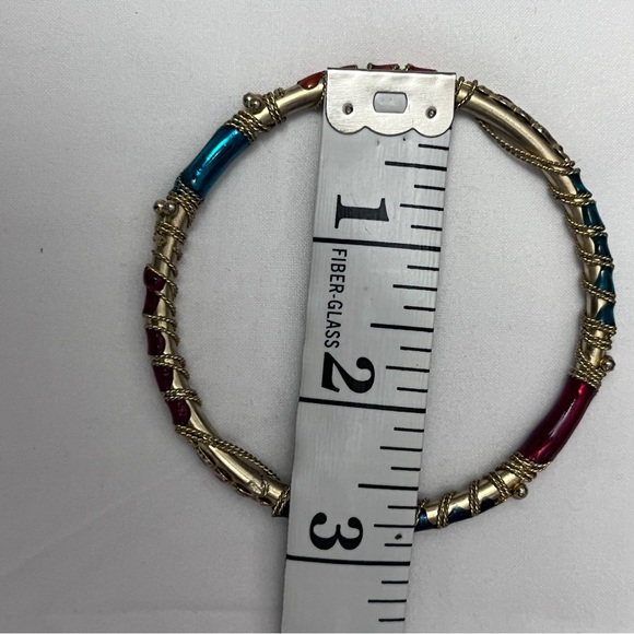 Lot Of Three Gold Tone Textured Rope Design Thin Bangle India Bracelets - Picture 12 of 16